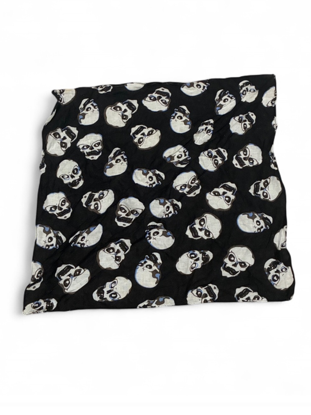 Y2K Black Skull Print Bandanna Scarf